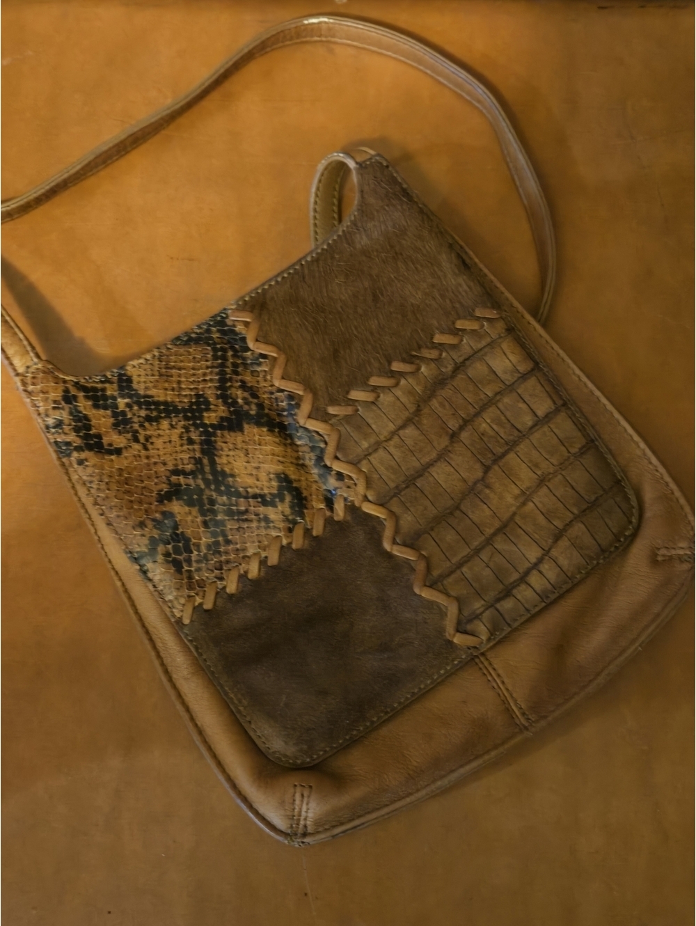 Fossil Patchwork Leather Crossbody Bag